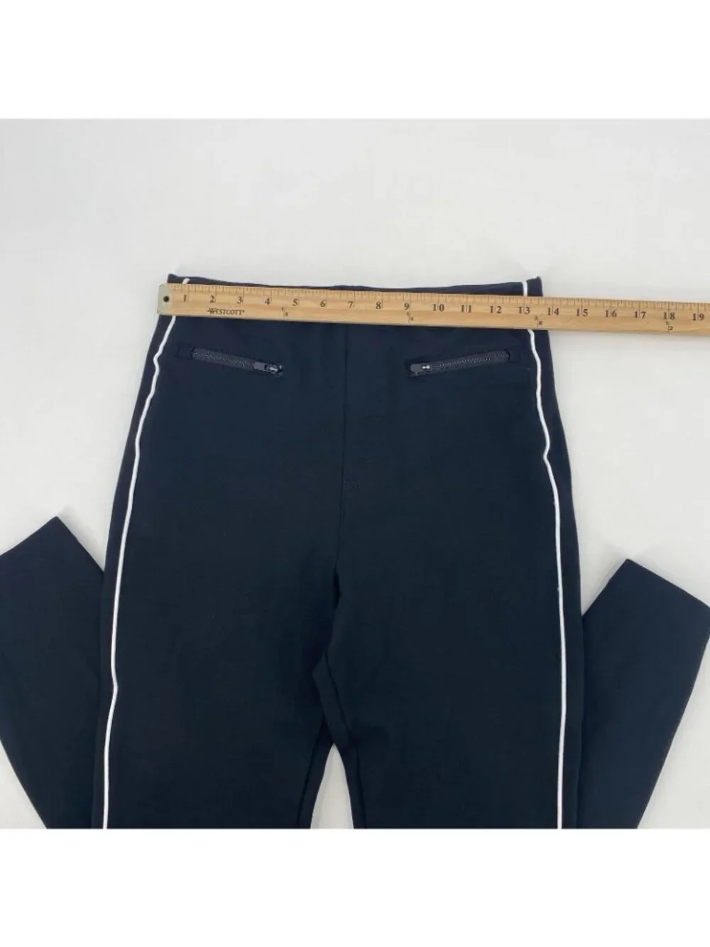 Spanx Perfect Ankle Skinny Side Piping Slimming Pants Black Size Medium